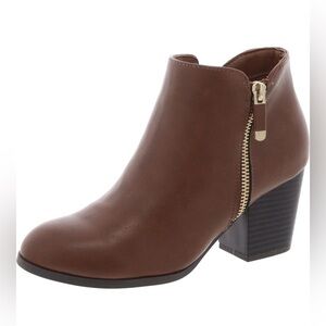 Style & Co. Womens Zipper Brown Ankle Boots Shoes